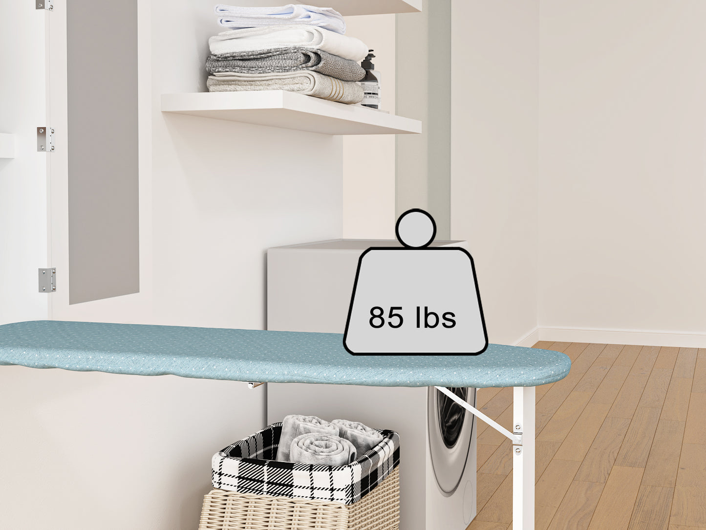 Facilehome Swivel Built-In Center Ironing Board cabinet,White Finish