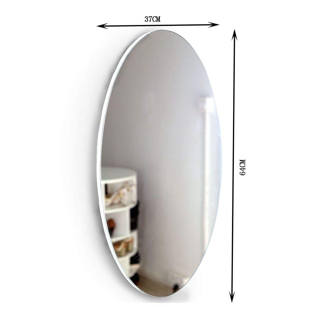 Facilehome Oval Wall Mounted Mirror Dressing Mirror Frameless,Bedroom or Bathroom Mirror,Horizontal or Vertical(25.1" x 14.8" x 0.79")