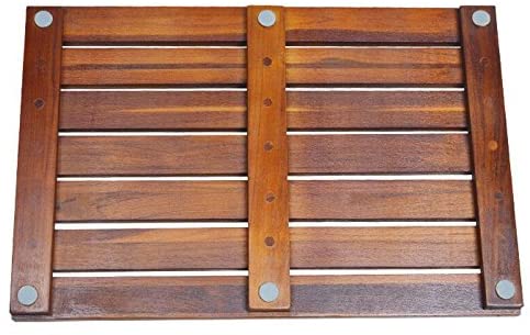 Facilehome Sturdy Heavy Natural Teak Non Slip Spa Bath Mat for Tub Shower Bathroom,Indoor Outdoor Use (21 x 14 x 1.2)