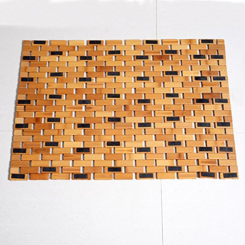 Non Slip Bamboo Bath Mat Anti Shower Safety Protection with Non Slip Gel
