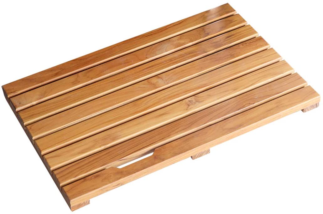 Facilehome Teak Bath Mat Non Slip Luxury Spa Solid Teak Bath Mat Indoor/Outdoor Shower Mat Large Floor Mat 23.6'' x 15.7'' x 1.4''