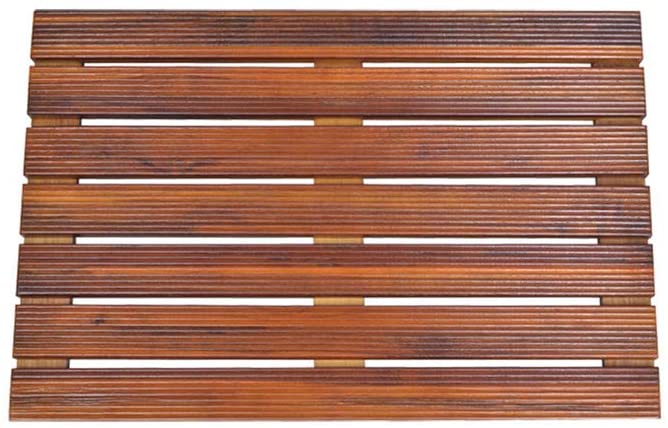 Facilehome Sturdy Heavy Natural Teak Non Slip Spa Bath Mat for Tub Shower Bathroom,Indoor Outdoor Use (21 x 14 x 1.2)