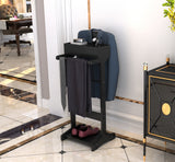 Facilehome Black Valet Stand for Man,Clothes Stand with Top Tray,Used in Entryway Office Living Room
