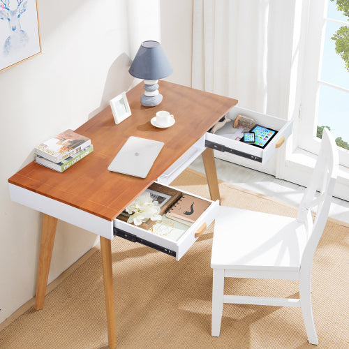 Wooden Vanity table Makeup Dressing Desk Writing Desk Computer Table with Solid Wood Top Panel