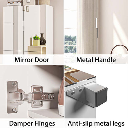 Facilehome Tall Shoe Cabinet With Full Length Mirror, 6 Tiers Shoe Storage Cabinet, Large Capacity