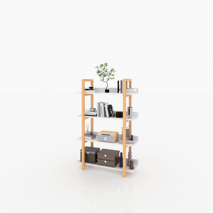 Multifuction Bookcase with Solid Wood Frame,Mix Color Plant Standing for Home Decro