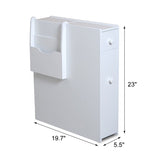 Bathroom Floor Storage Cabinet with Drawer and Magazine Holder，White
