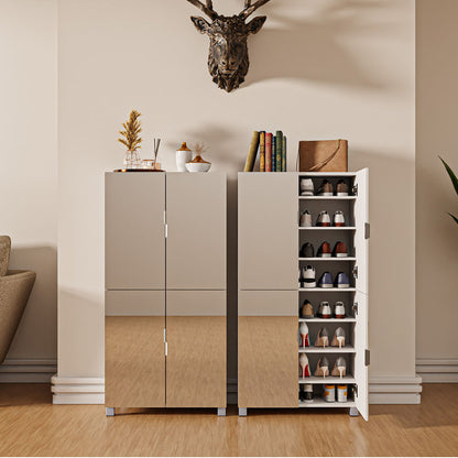 Facilehome Tall Shoe Cabinet With Full Length Mirror, 6 Tiers Shoe Storage Cabinet, Large Capacity