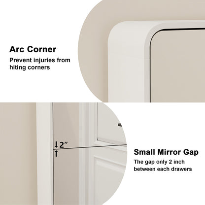 Mirror Shoe Cabinet with 4 Flip Drawers, Wooden Shoe Organizer with Solid Wood Legs, Full Length Mirror Shoe Rack, Narrow Shoe Storage Cabinet for Entryway, White