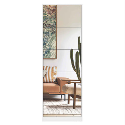 Shoe Storage Cabinet With Full Length Mirror,Wooden Freestanding Shoe Rack Organizer With 5 Tiers Flip Drawers and 30 Pair, Tall Narrow Shoe Cabinet For Entryway, Hallway, Bedroom, Closet, Living Room (White)