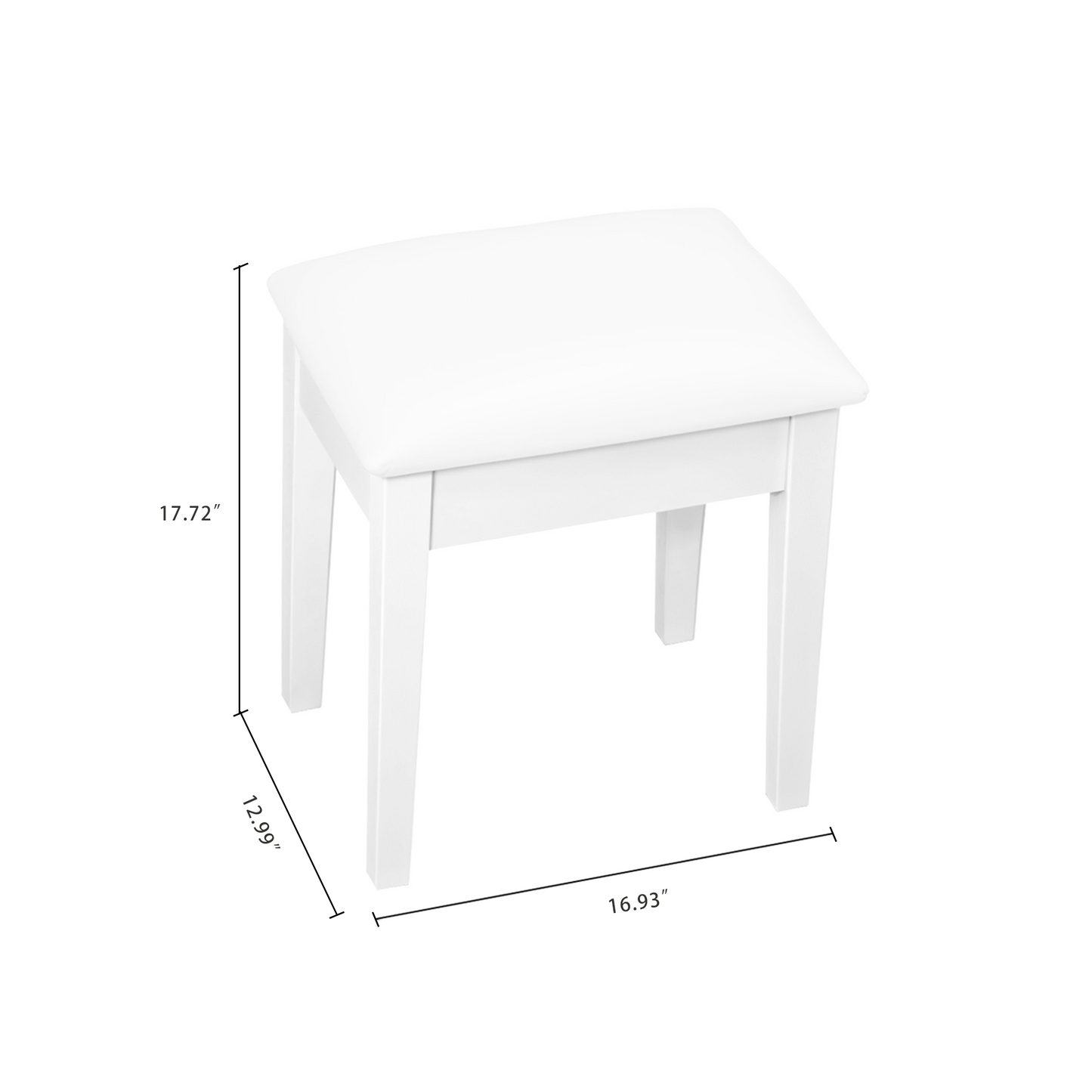 Facilehome Vanity Stool Makeup Bench Dressing Stool with Cushion and Solid Legs,White