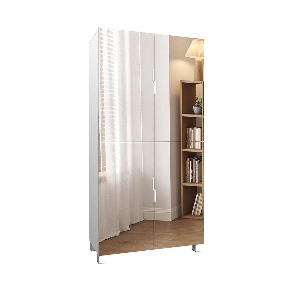 Facilehome Tall Shoe Cabinet With Full Length Mirror, 6 Tiers Shoe Storage Cabinet, Large Capacity