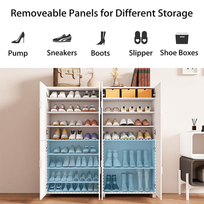 Facilehome Tall Shoe Cabinet With Full Length Mirror, 6 Tiers Shoe Storage Cabinet, Large Capacity