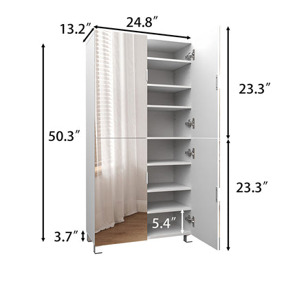 Facilehome Tall Shoe Cabinet With Full Length Mirror, 6 Tiers Shoe Storage Cabinet, Large Capacity