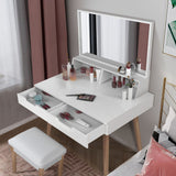 Dressing Vanity Table with Mirror and 2 Makeup Drawers