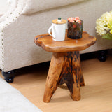 Facilehome Tree Stump Side Table Natural Edge Cedar Real Wood End Table,Small Wooden Mushroom Stool, Indoor/Outdoor