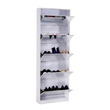 White Solid Wood Products With Five Drawers Large Mirror Shoe Cabinet