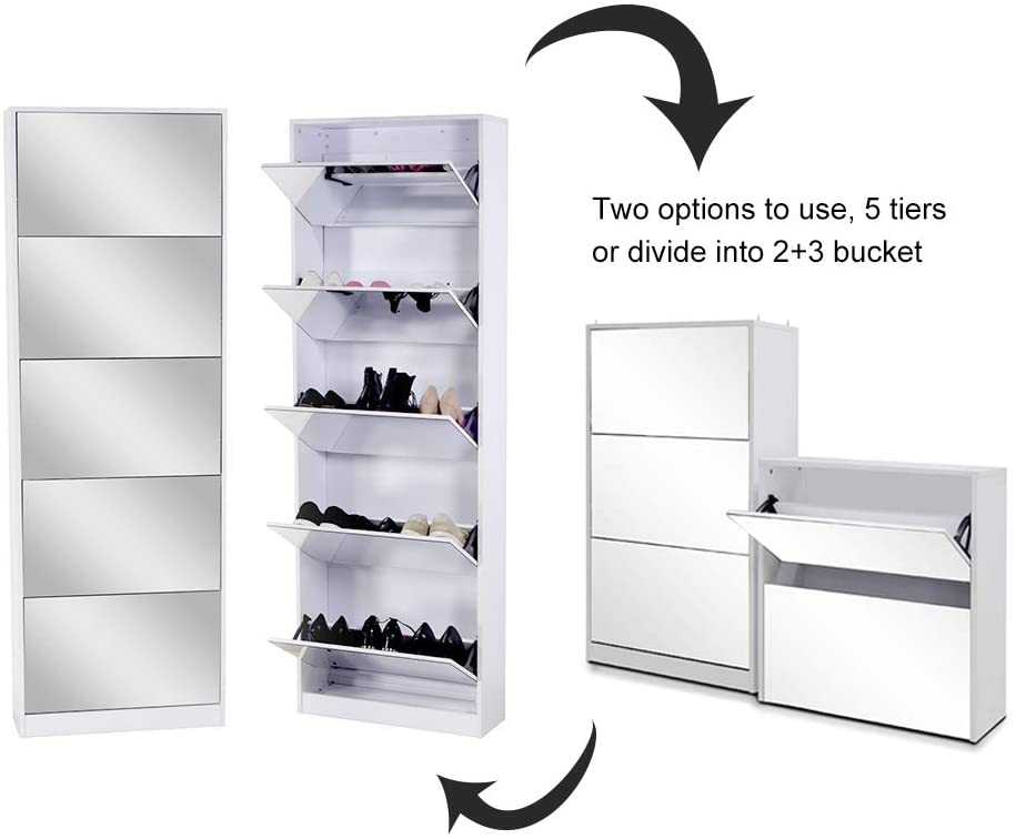 Shoe Storage Cabinet with Full Length Body Mirror, Entryway shoe Rack, Bedroom