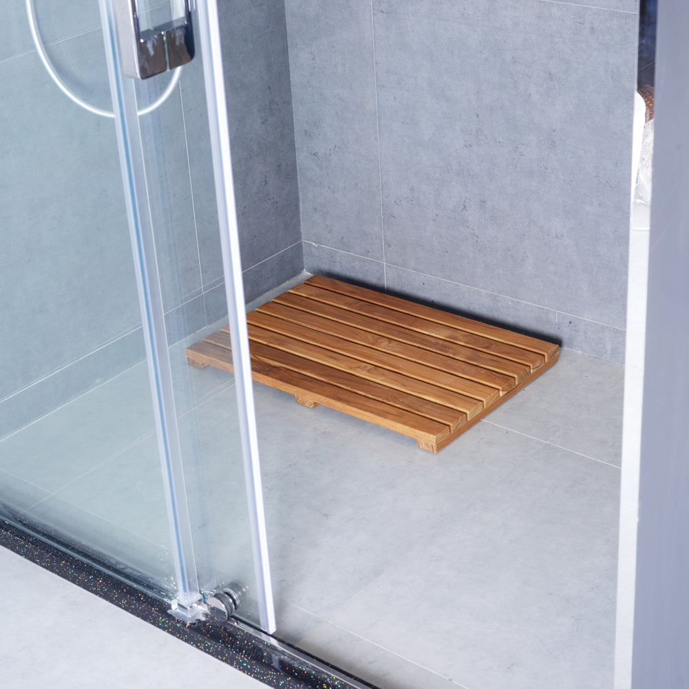 Non Slip Luxury Spa Solid Teak Bath Mat Indoor/Outdoor Shower Mat Larg –  Facilehome