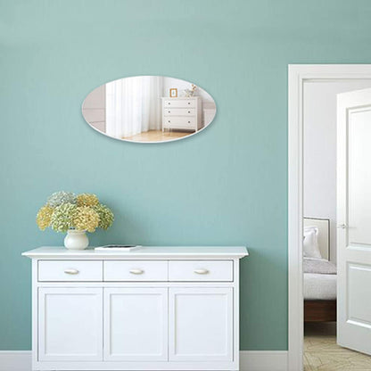 Facilehome Oval Wall Mounted Mirror Dressing Mirror Frameless,Bedroom or Bathroom Mirror,Horizontal or Vertical(25.1" x 14.8" x 0.79")