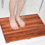 Facilehome Sturdy Heavy Natural Teak Non Slip Spa Bath Mat for Tub Shower Bathroom,Indoor Outdoor Use (21 x 14 x 1.2)