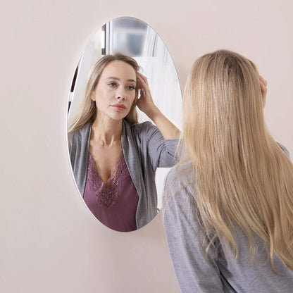 Facilehome Oval Wall Mounted Mirror Dressing Mirror Frameless,Bedroom or Bathroom Mirror,Horizontal or Vertical(25.1" x 14.8" x 0.79")