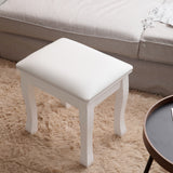 Vanity Stool Padded Makeup Chair Bench with Solid Wood Legs Bathroom Stool white
