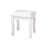 Vanity Stool Padded Makeup Chair Bench with Solid Wood Legs Bathroom Stool white