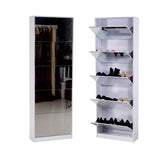 White Solid Wood Products With Five Drawers Large Mirror Shoe Cabinet