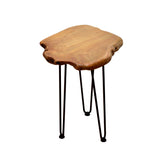 Facilehome Live Edge End Table,Rustic Solid Wood Small Coffee Table,Side Table 21" Tall,for Sofa,Living Room/Bedroom